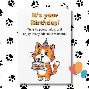 Carte Joyeux Anniversaire Chat Mignon et Drôle et Colo