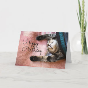 Carte Joyeux Anniversaire   Chat qui somnole
