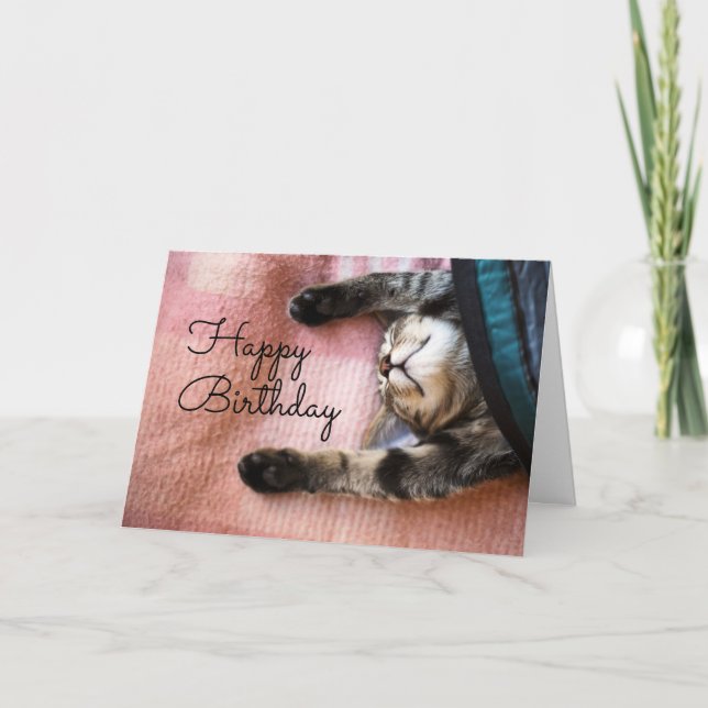 Carte Joyeux Anniversaire | Chat qui somnole (Devant)