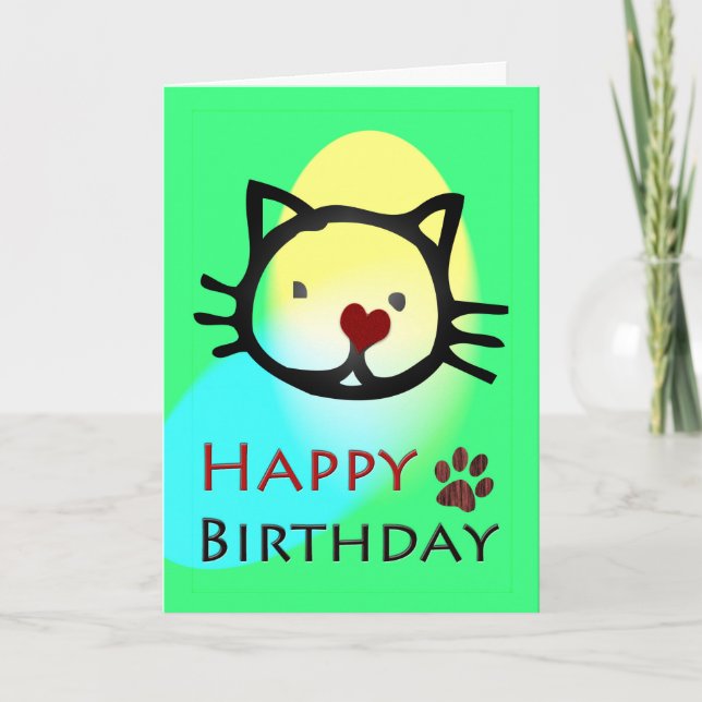 Carte Joyeux Anniversaire Chats Colorés Paws (Devant)