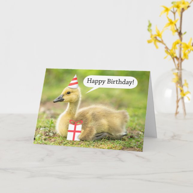 Carte Joyeux anniversaire Chaud et Fuzzy Humour Gosling (Fleur jaune)