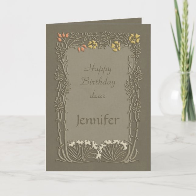 Carte Joyeux anniversaire cher Jennifer CC0037 Art Nouve (Devant)