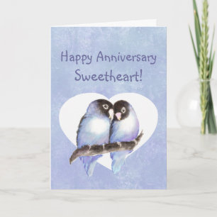 Carte Joyeux Anniversaire Chérie Bleu Lovebirds