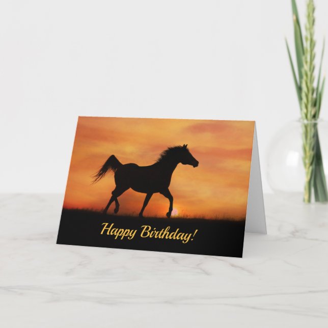Carte Joyeux Anniversaire Cheval Arabe à l'Esprit Libre (Devant)