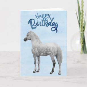 Carte Joyeux Anniversaire Cheval Blanc Neigeux 