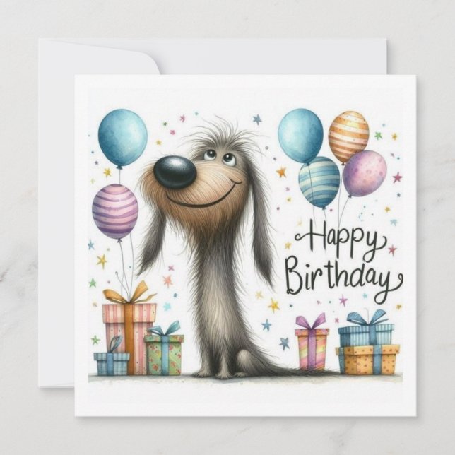 Carte Joyeux anniversaire chien (Devant)