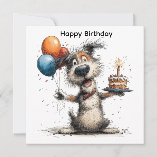 Carte joyeux anniversaire chien (Devant)