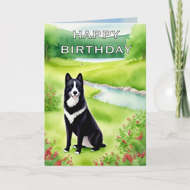 Carte Joyeux Anniversaire Chien (aquarelle) (Devant)