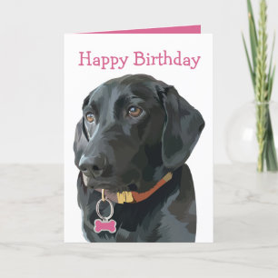 Carte Joyeux Anniversaire Chien chiot Black Labrador Ret