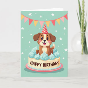 Carte Joyeux Anniversaire Chien Dans Gâteau