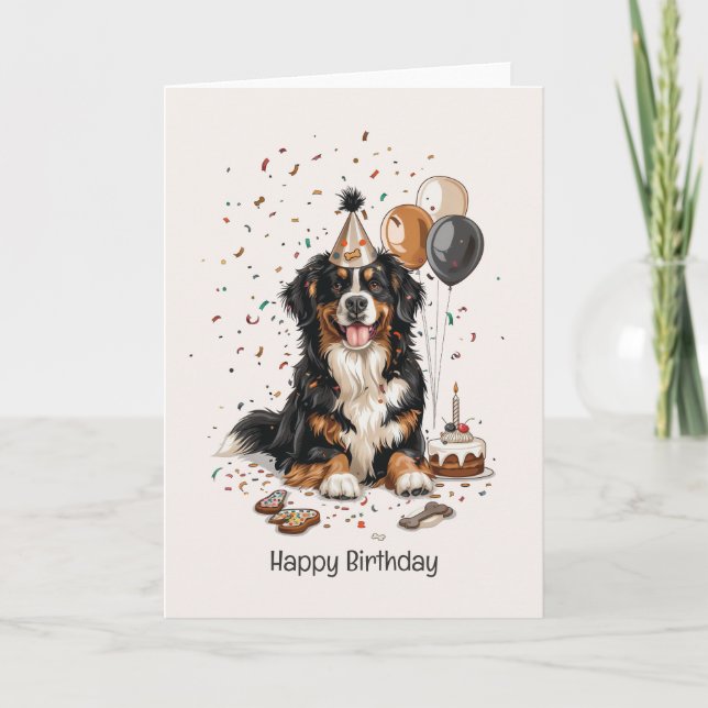 Carte Joyeux Anniversaire Chien de Montagne des Bernese (Devant)