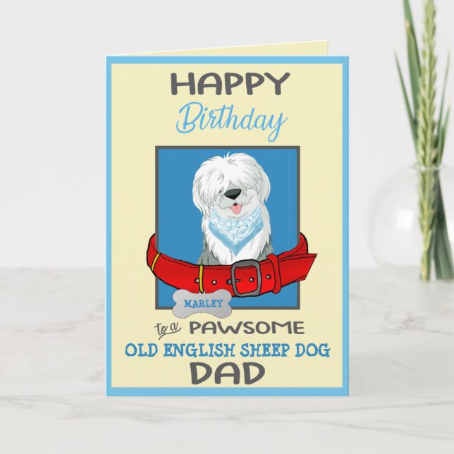 Carte Joyeux Anniversaire Chien Papa Vieux Anglais Chien (Devant)