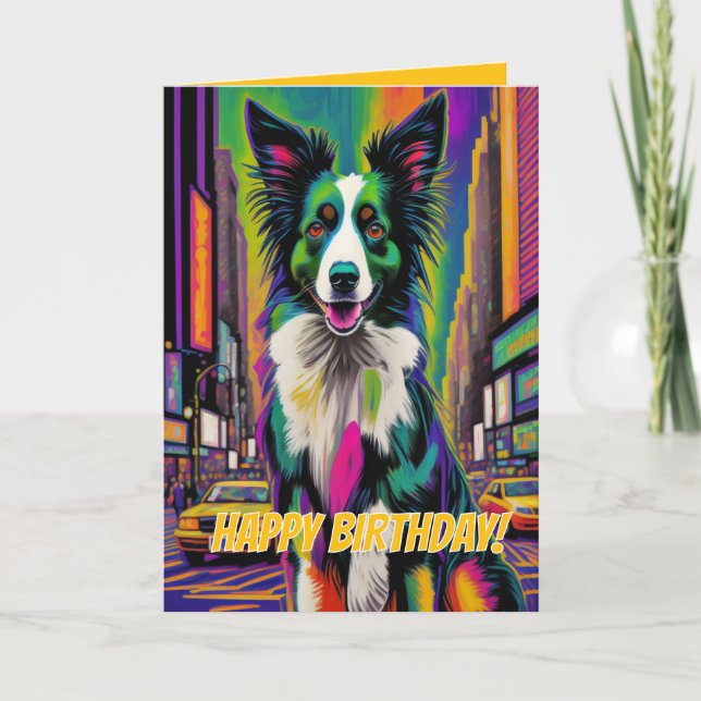 Carte Joyeux Anniversaire Chien (Pop-art) (Devant)