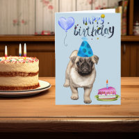 Joyeux Anniversaire Chien Pug Chiot Aquarelle Clai