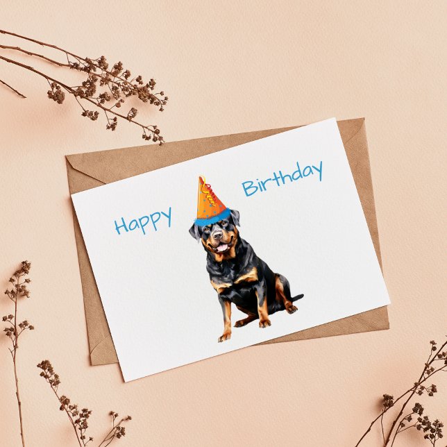 Carte Joyeux Anniversaire Chien Rottweiler Mignon (Créateur téléchargé)