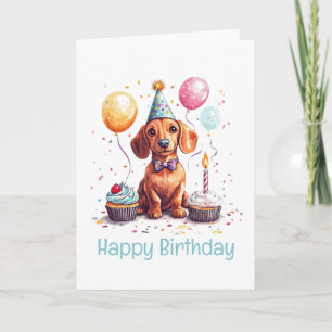 Carte Joyeux Anniversaire Chien Teckel