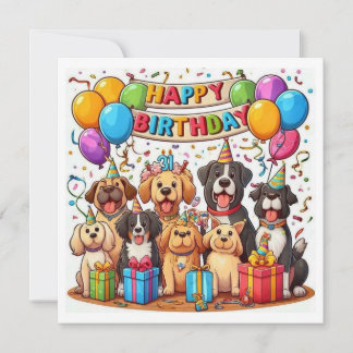 Carte Joyeux anniversaire chiens