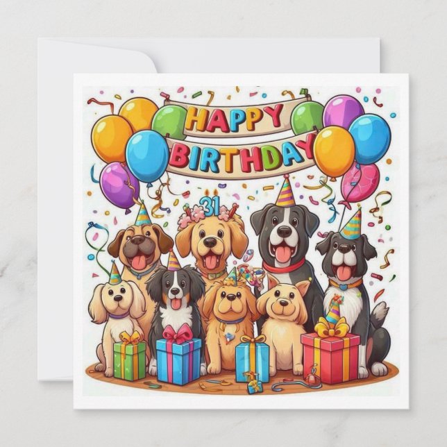 Carte Joyeux anniversaire chiens (Devant)