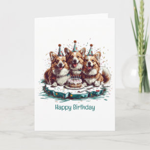 Carte Joyeux Anniversaire Chiens Corgi Gallois de Pembro