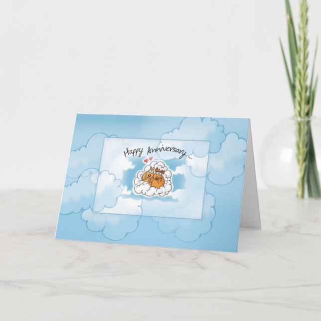 Carte Joyeux Anniversaire Chiens dans les Nuages (Devant)
