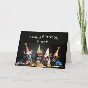 Carte Joyeux Anniversaire Chiens Drôles Nom Personnalisé