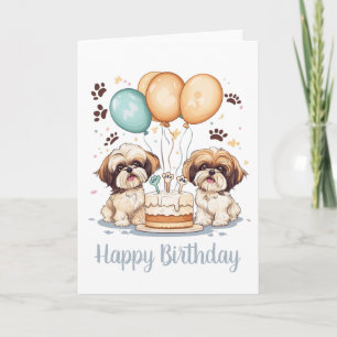 Carte Joyeux anniversaire Chih Tzu Chiens Anniversaire G
