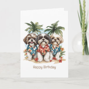 Carte Joyeux Anniversaire Chih Tzu Chiens Chemises Hawai