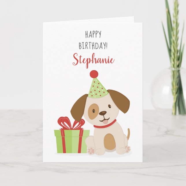 Carte Joyeux Anniversaire Chiot Mignon (Devant)