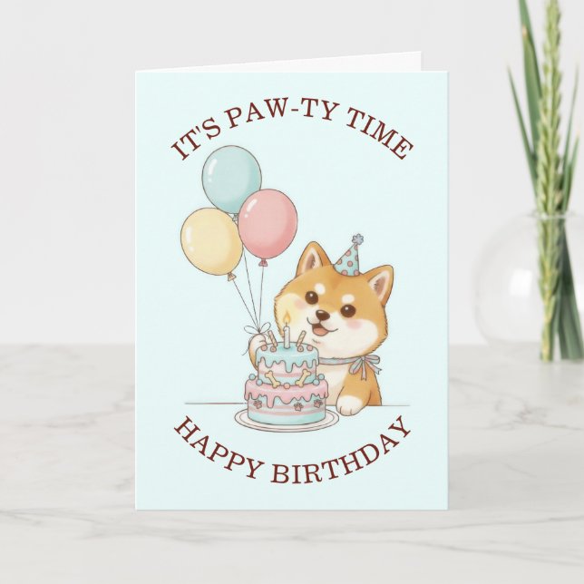 Carte Joyeux Anniversaire Chiot Mignon (Devant)