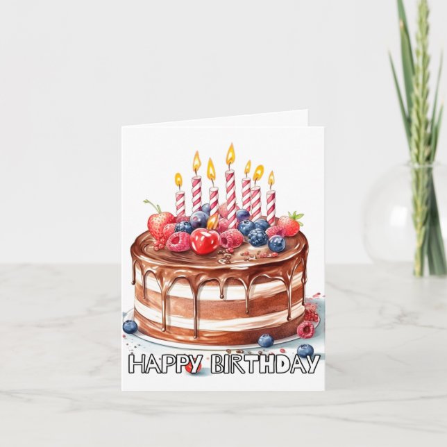 Carte Joyeux Anniversaire Chocolat Cake Art (Devant)