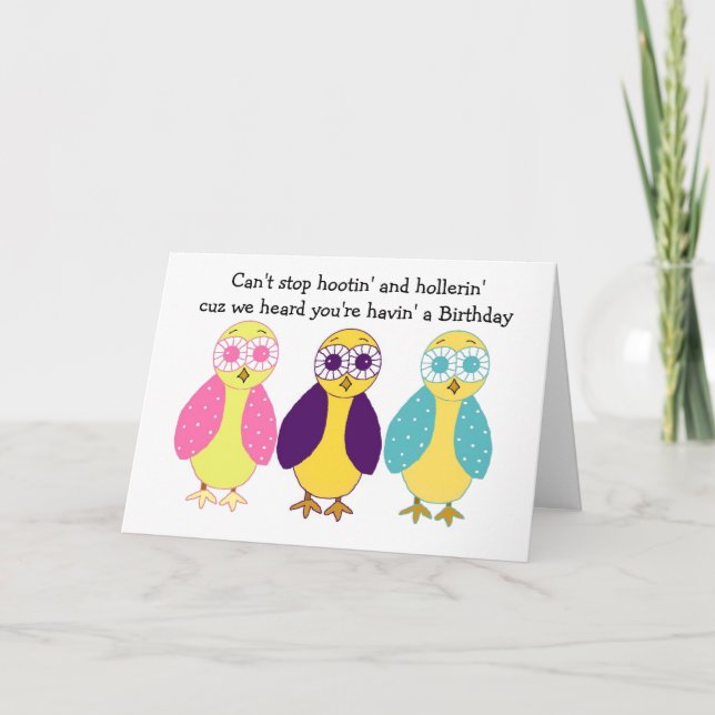 Carte Joyeux Anniversaire Chouette Mignonne (Devant)