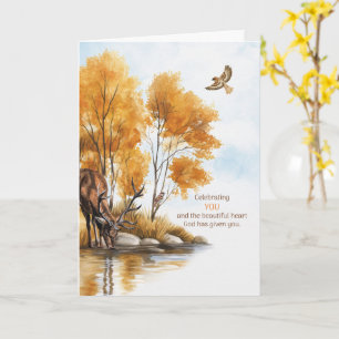 Carte Joyeux anniversaire chrétien célébrant votre bois