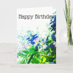 Carte *~* Joyeux anniversaire Clematis Blue Flower Perso