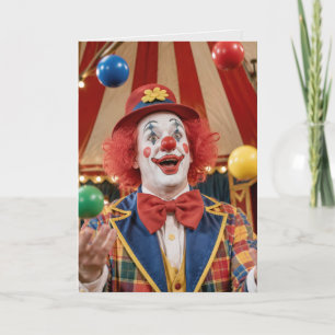 Carte Joyeux Anniversaire Clown Jonglant Des Balles Colo