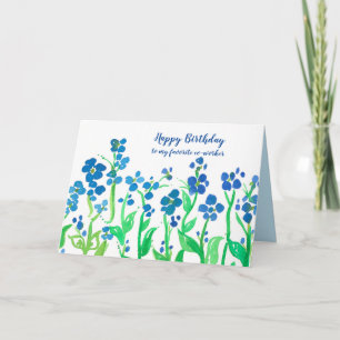 Carte Joyeux anniversaire Co-Travailleur Blue Watercolor