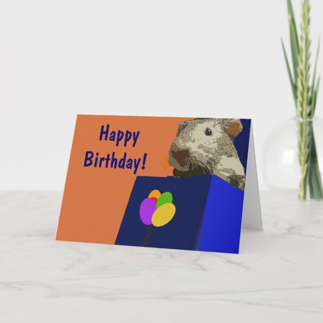 Carte Joyeux Anniversaire Cochon d'Inde (Devant)