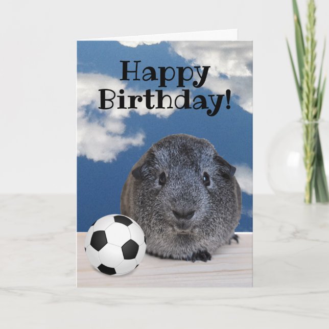 Carte Joyeux Anniversaire Cochon d'Inde Noir Blanc Ballo (Devant)