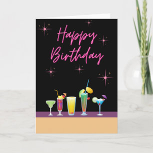 Carte Joyeux anniversaire - Cocktails