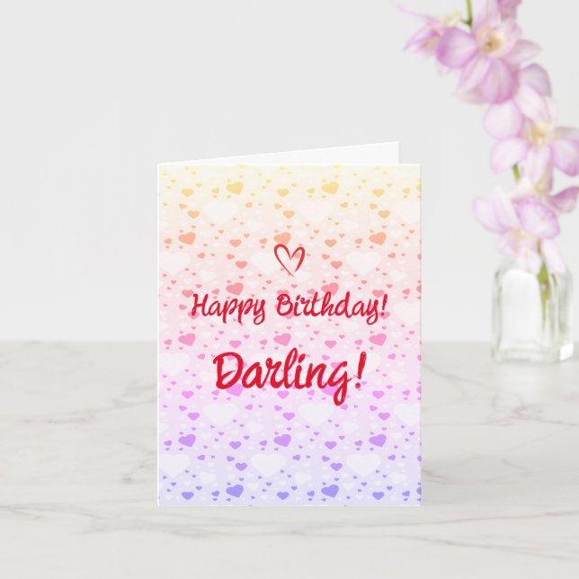 Carte Joyeux Anniversaire, Coeurs d'Amour Moderne (Orchidée)