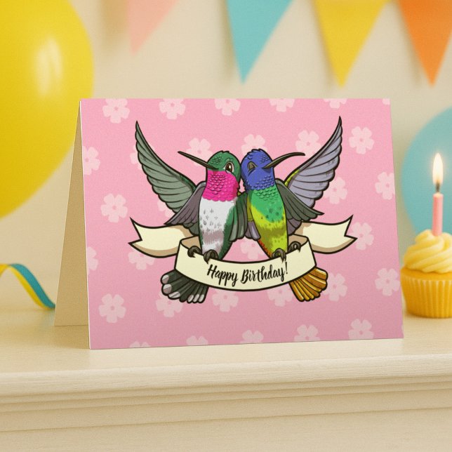 Carte Joyeux anniversaire ! Colibris Au Carton De Ruban (Créateur téléchargé)