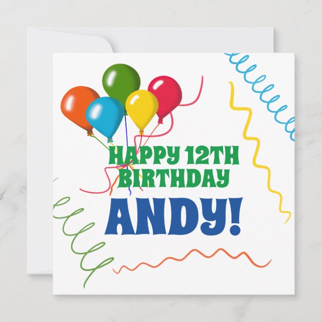 Carte Joyeux anniversaire coloré avec ballons (Devant)