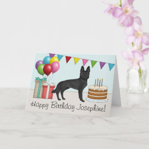 Carte Joyeux anniversaire coloré Berger allemand noir