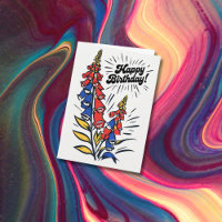 Joyeux anniversaire coloré Foxglove Pop Art amusan