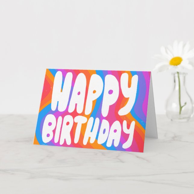 Carte JOYEUX ANNIVERSAIRE Colorful Bulles Lettres PERSON (Petite plante)