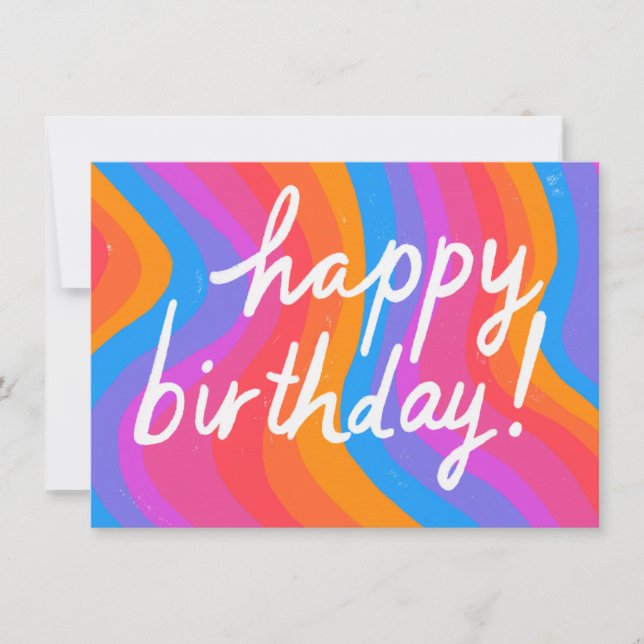 Carte JOYEUX ANNIVERSAIRE Colorful Cool & Fun Stripes PE (Devant)