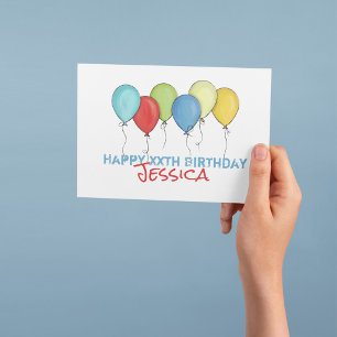 Carte Joyeux Anniversaire Colorful Rainbow Balloons Conf
