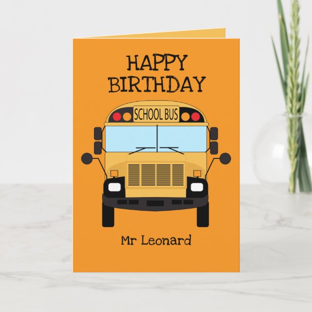 Carte Joyeux Anniversaire Conducteur de bus de l'école m (Devant)