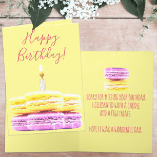 Carte Joyeux Anniversaire Cookies Macaron Rose Jaune