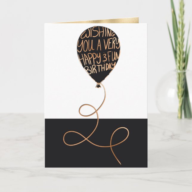 Carte Joyeux Anniversaire Cool Black Balloon Typographie (Devant)