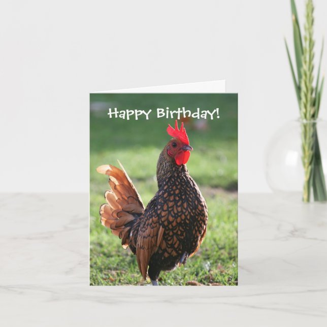 Carte Joyeux anniversaire, coq (Devant)
